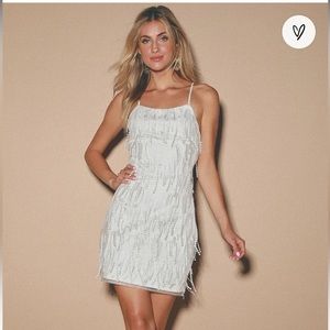 Making Magic White Fringe Lace-Up Mini
Dress - Lulus